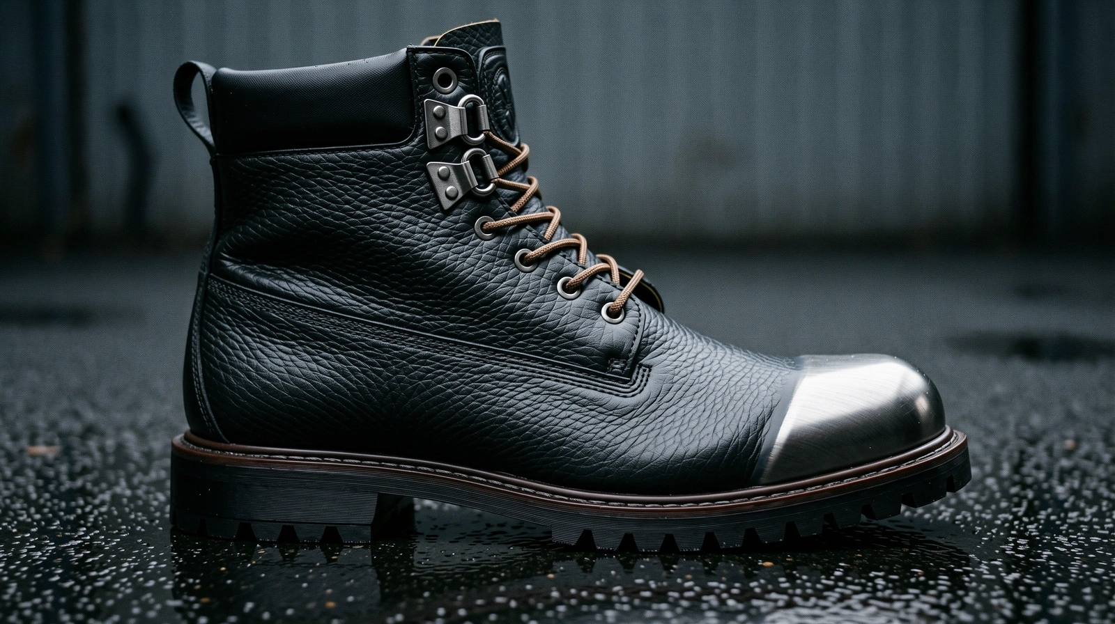Rugged leather footwear detail